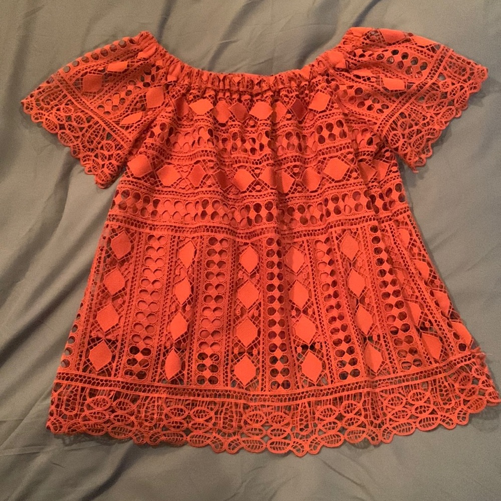 Rust red colored off shoulder lace top XL extra large